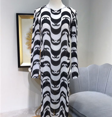 chanel printed cc silk dress