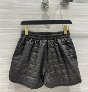 celine black plaid leather shorts