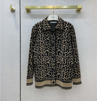 dior leopard-print knitted jacket