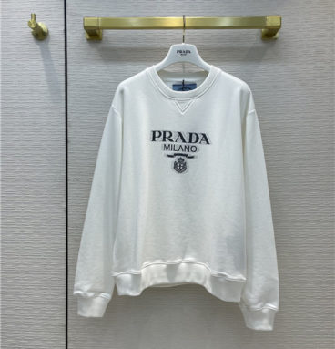 prada logo print crew neck sweatshirt