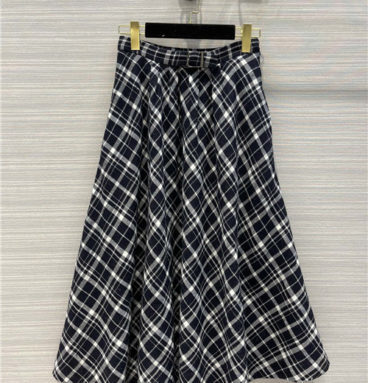 dior plaid long skirt