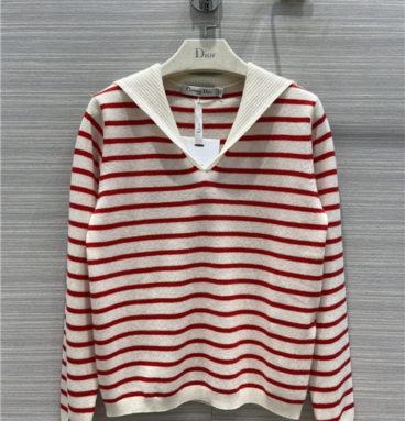dior striped shawl collar cashmere sweater