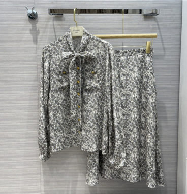 celine floral silk suit