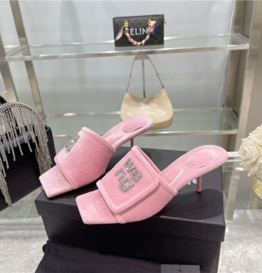 alexander wang rhinestone high-heeled slippers