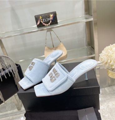 alexander wang rhinestone high-heeled slippers