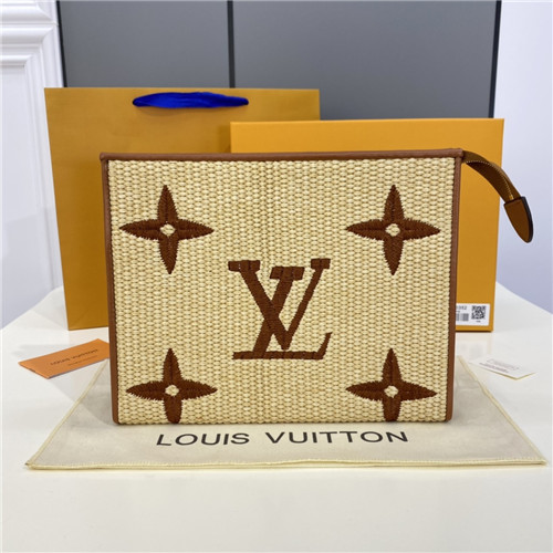 Louis Vuitton Toiletry Pouch 26 Blue Monogram Raffia in Woven Raffia with  Gold-tone - US