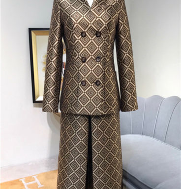 gucci double-breasted check jacquard fashion suit