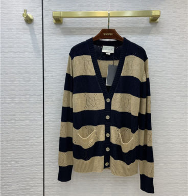 gucci striped gg knitted cardigan