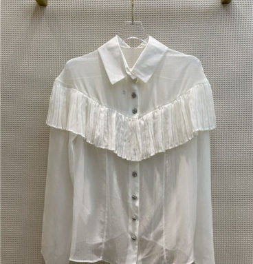 chanel ruffle-breasted silk shirt