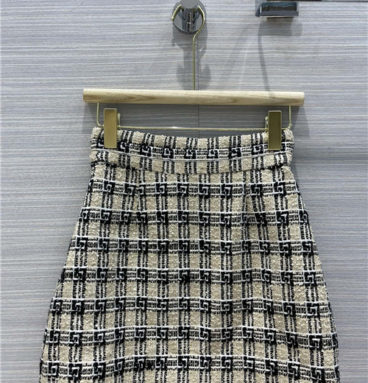 gucci gg plaid tweed skirt