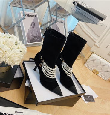 chanel pearl boots