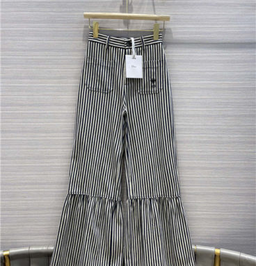 dior blue striped straight-leg pants