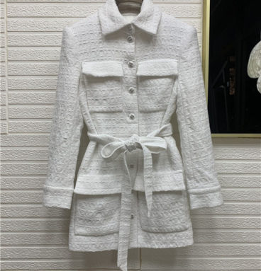 chanel mid-length tweed coat