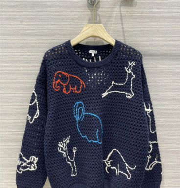 loewe cartoon pattern cashmere sweater