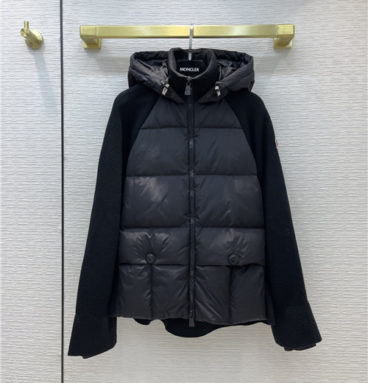 moncler hooded wool knit jacket down
