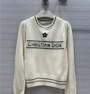 dior embroidered knitted long-sleeved sweater
