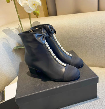 chanel pearl bow boots