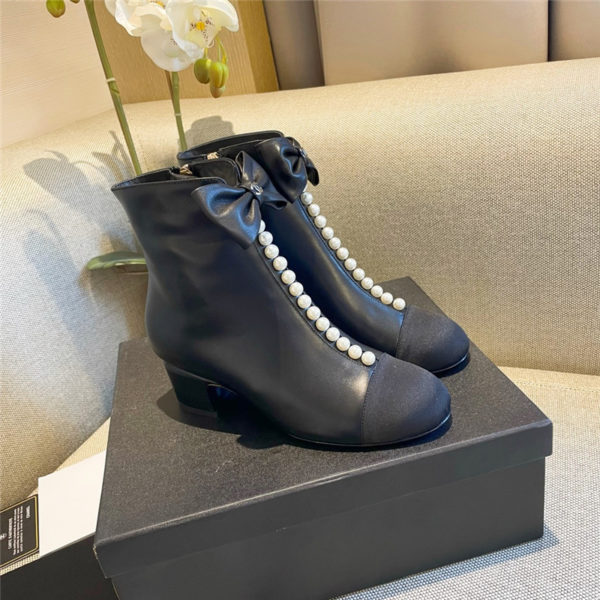 chanel pearl bow boots