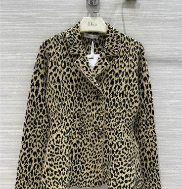 dior leopard double breasted coat
