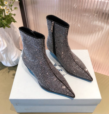prada rhinestone high-heeled boots