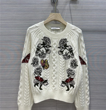 valentino embroidery flower butterfly sweater