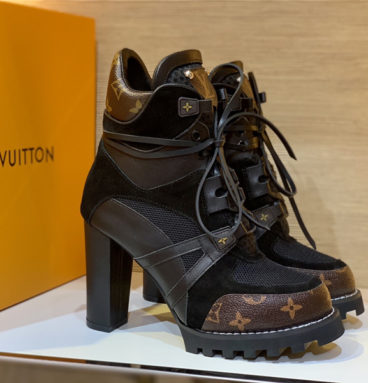 louis vuitton lv leather thick high-heeled martin boots