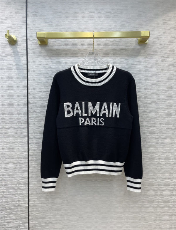 balmain crew neck knitted sweater