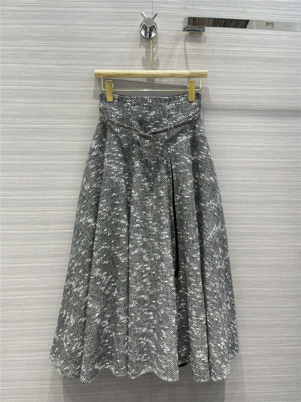 dior silk wool tweed high-waisted long skirt