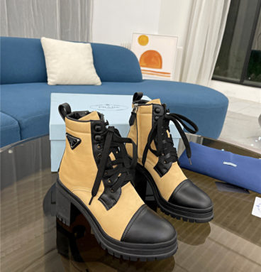 prada triangle logo high-heeled ankle boots