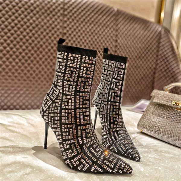 balmain pointed toe drill knit booties
