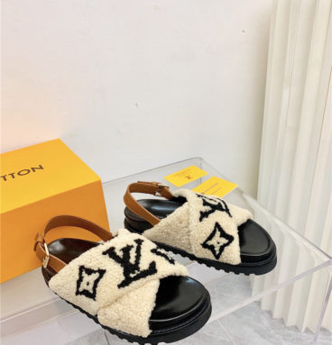 lv cross plush slippers sandals