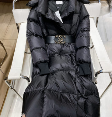 chanel long hooded down jacket