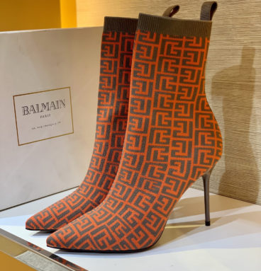 Balmain high-heeled knit boots