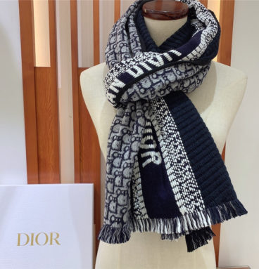 dior oblique printed double-sided scarf