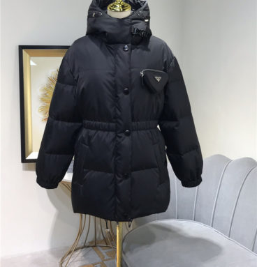 Prada hooded triangle logo down jacket