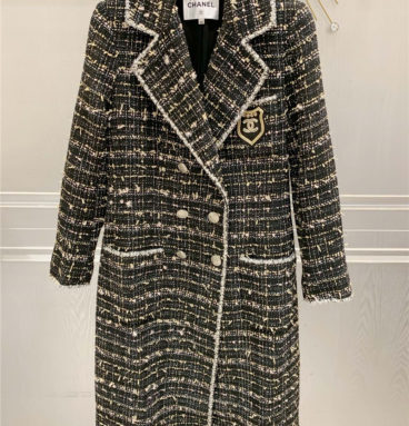 chanel vintage wool badge coat