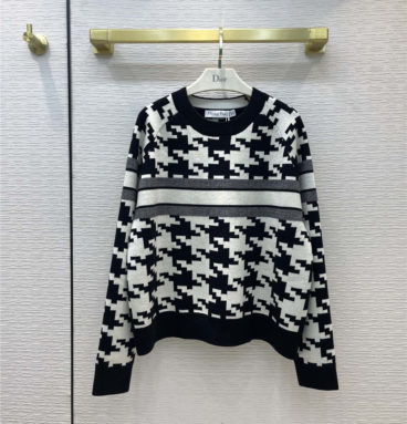 dior classic houndstooth cashmere knit sweater