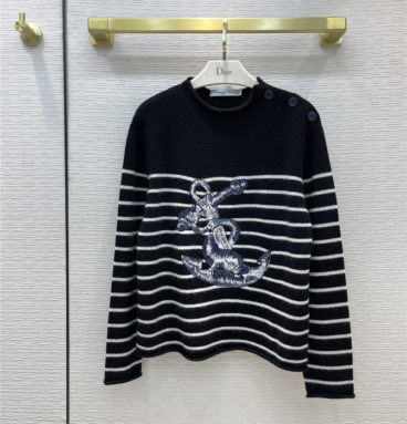 dior striped embroidered cashmere sweater