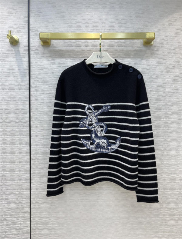 dior striped embroidered cashmere sweater