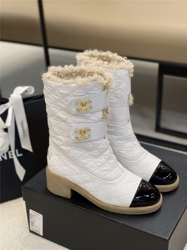 Chanel diamond down wool ankle boots