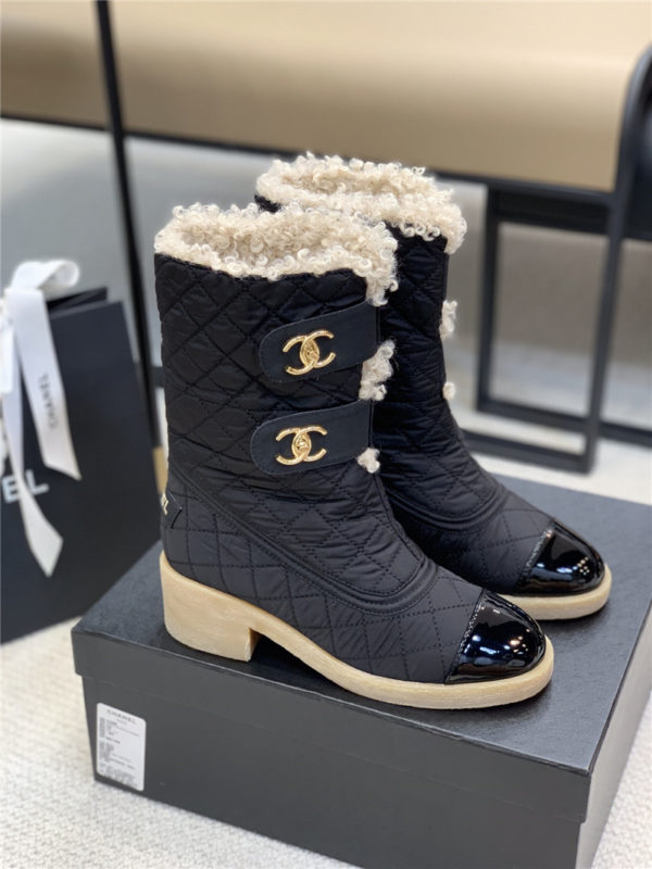 Chanel diamond down wool ankle boots