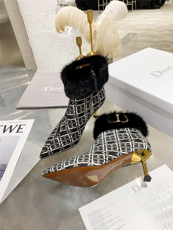 dior mink fur leather ankle boots