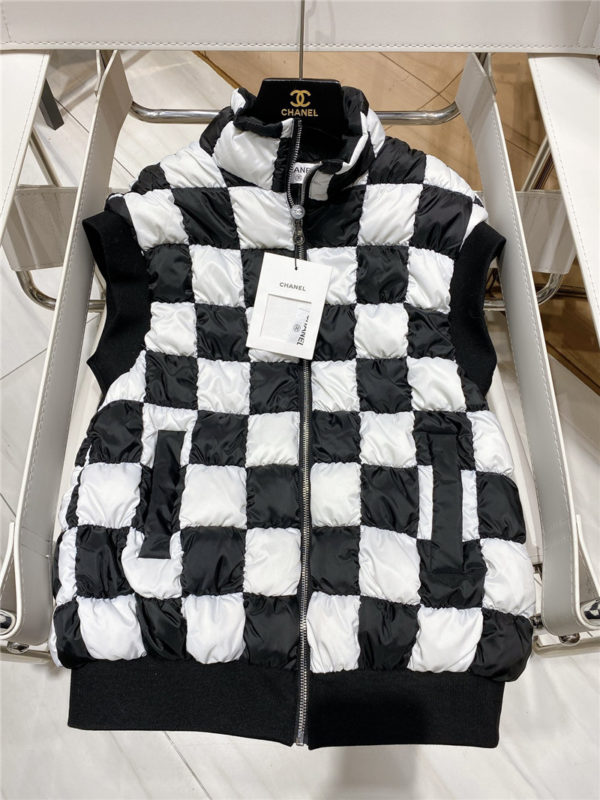 chanel chess pattern down vest