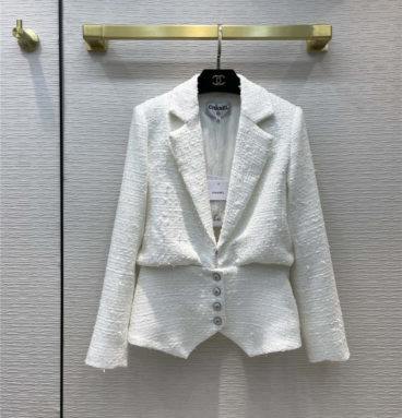 chanel white tweed suit jacket