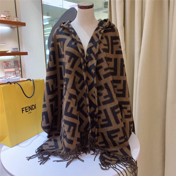 fendi FF classic pattern cashmere cloak