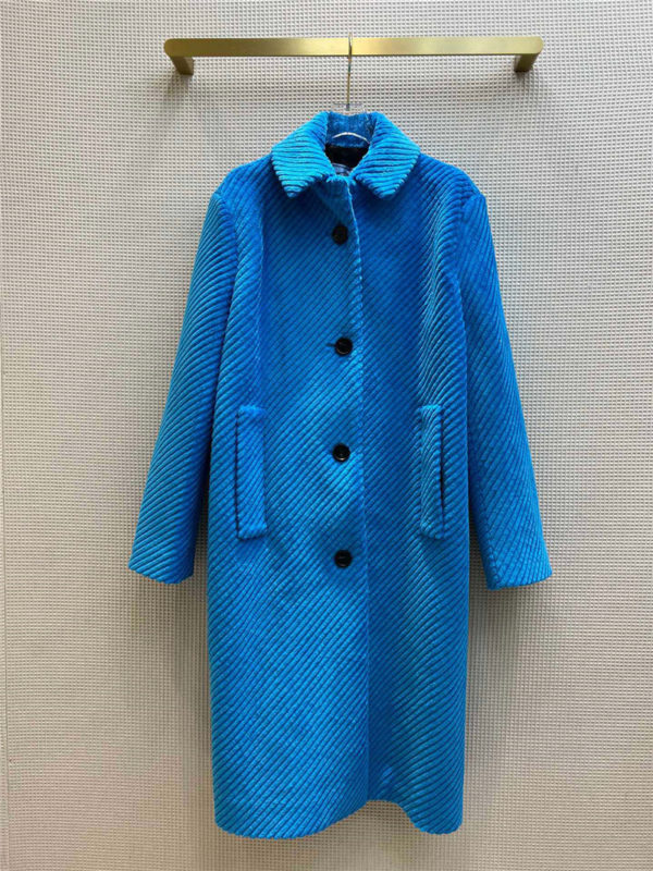 prada blue long-sleeved V-neck coat