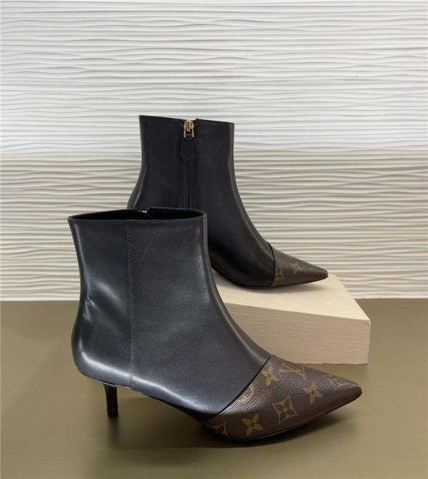 louis vuitton lv pointed high heel ankle boots