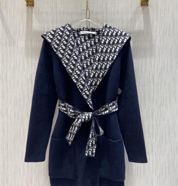 dior logo double-sided wool knit coat