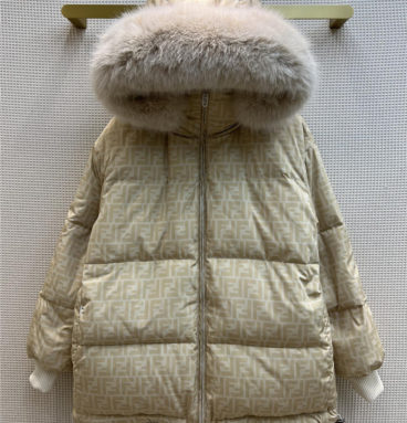 fendi hooded stand-up collar down jacket