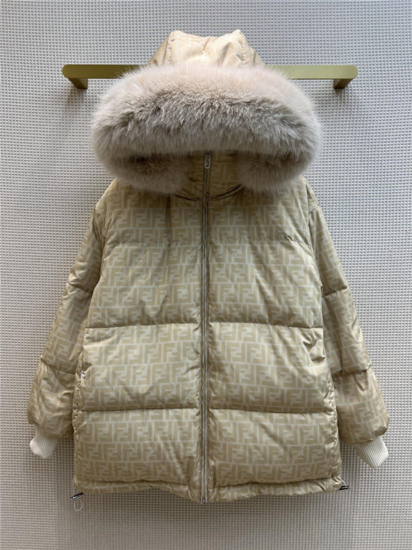 fendi hooded stand-up collar down jacket